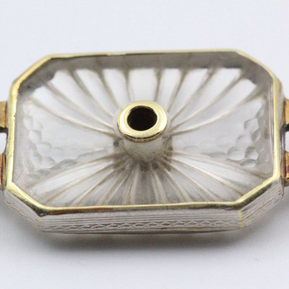 Antique Art Deco Platinum Diamond 14K Gold Frosted Rock Quartz Crystal Bracelet - Picture 15 of 16